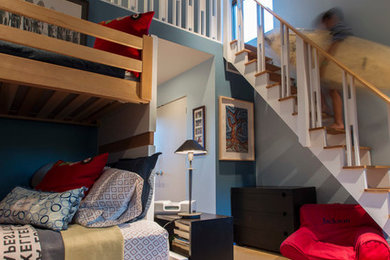 Example of a beach style bedroom design in Denver