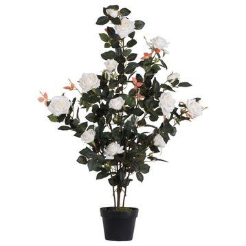 Vickerman 45" Rose Plant in Pot, White
