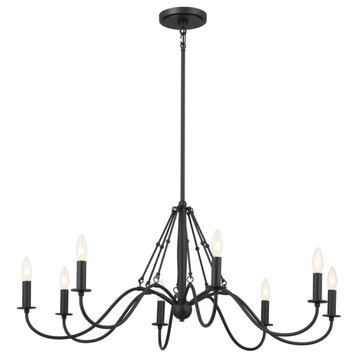 Freesia 8-Light Transitional Chandelier in Textured Black