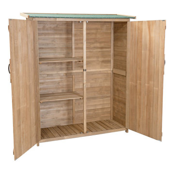 64" Wooden Storage Shed Outdoor Fir Wood Cabinet