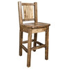 Montana Woodworks Homestead 24" Wood Barstool with Bronc Design in Brown