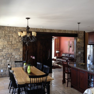 6ft wide Barn Door / Stone Feature Wall.