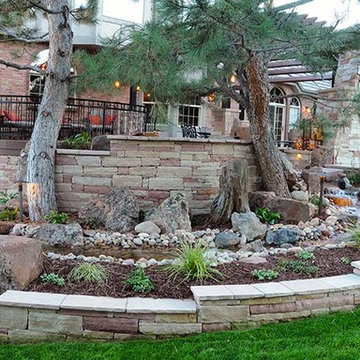 Denver Colorado Backyard Patio above Water Feature