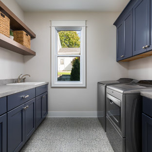 75 Beautiful Laundry Room With Blue Cabinets And Laminate