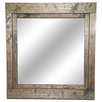 Farmhouse Style Vanity Mirror, Weathered Oak, 22"w X 24"h