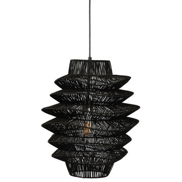 Barlow 1-Light Rattan Woven Pendant By Kosas Home, Black