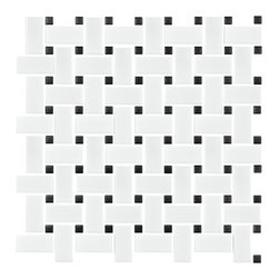 MosaicArt Epic Black & White Basketweave Mosaic - Wall And Floor Tile