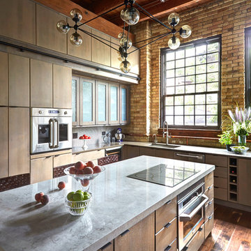 Chicago Industrial loft Kitchen. Designed by Fred Alsen of fma Interior Design