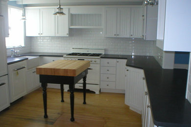 This is an example of a beach style kitchen in Detroit.