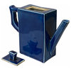 Navy Blue Porcelain Rectangular Shape Teapot Shape Display Hws2360