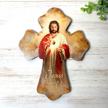 "Sacred Heart" Wooden Cross