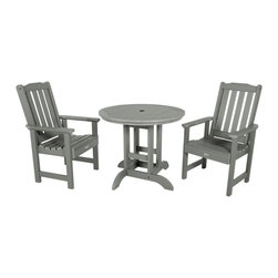 Highwood USA - Lehigh 3-Piece Round Dining Set, Coastal Teak - Outdoor Dining Sets