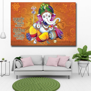 Lord Ganpati Abstract Canvas Painting