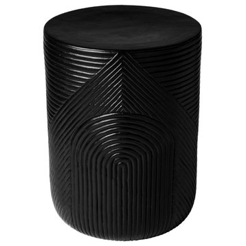 Serenity Textured Side Table 14" Black Outdoor Accent Table
