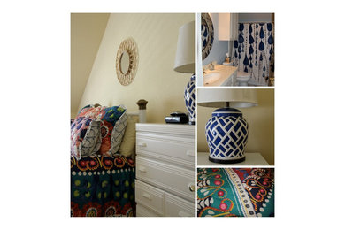 Eclectic bedroom photo in Dallas with yellow walls