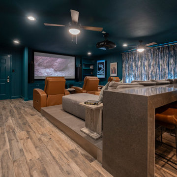 Moody modern transitional home theater