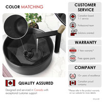 STYLISH Vessel Sink Pop-Up Drain with black ceramic cap without overflow