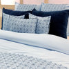 King Duvet Cover 8 Pc set in Blue Cotton with Embroidery
