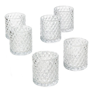 6 x 3.75 Inch Contemporary Short Stem Glass Hurricane Candle Holder