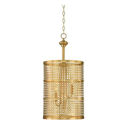 Savoy House Fairview 3-Light Lantern in Rubbed Brass - Outdoor Hanging Lights