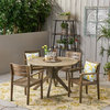 GDF Studio 5-Piece Stanford Outdoor Acacia Wood Dining Set, Gray Finish