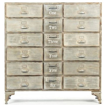 Chest of Drawers OSCAR Beige Metal 18 -Drawer