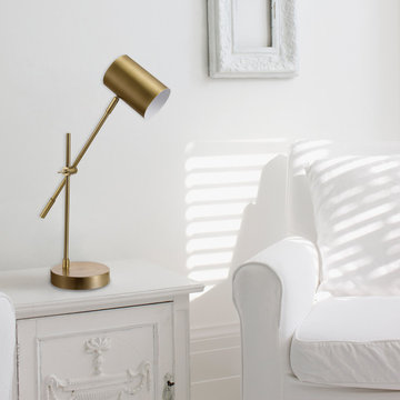 Pratt 20" Desk/Table Lamp, Matte Brass Finish, Adjustable Height, Balance Arm, I