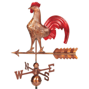 Rooster Weathervane Pure Copper Hand Finished Multi-Color Patina