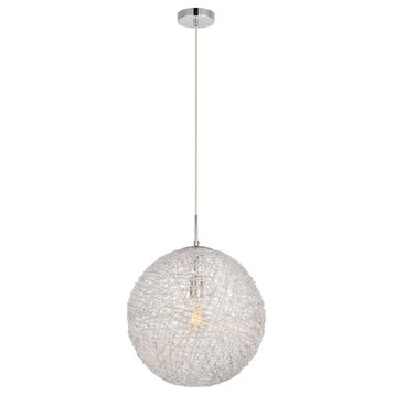 Lilou Collection Pendant, 1-Light, Chrome, Shade: Clear15.7"x16.8"