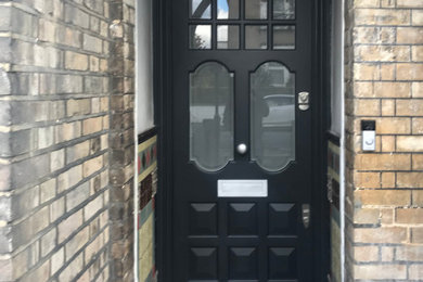 The Black Edwardian front door with sandblasted glass panels