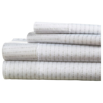 Premium Ultra Soft Beaded Arrows 4-Piece Bed Sheet Set, Light Gray, Queen
