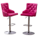 BTExpert - Upholstered 25"-33" Adjustable High Back Dining Stools Set of 2, Pink - MODERN, SLEEK AND BEAUTIFUL Design with long tapperd four legs, great for modern and contemporary touch for any setting
