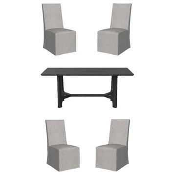 Home Square 5-Piece Set with Dining Table and 4 Dining Chairs in Gray & Black