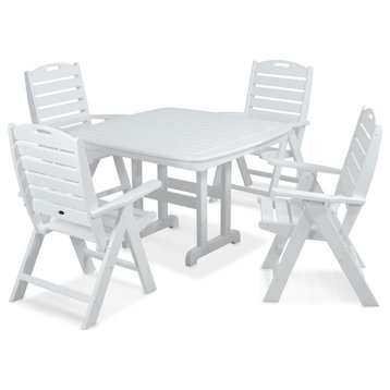 Trex Outdoor Furniture Yacht Club Highback 5-Piece Dining Set, Classic White