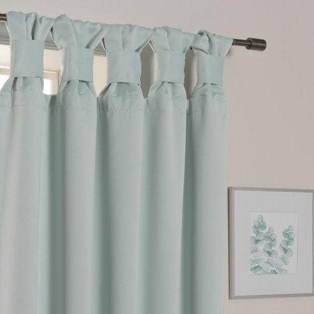 BANDTAB -Thermal Insulated Blackout Knotted Tab Curtain Set, Mint, 52" W X 63" L