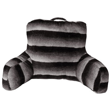 Tip Printing Light Faux Fur Backrest,20" x 18" x 17", Meru Strip Gray