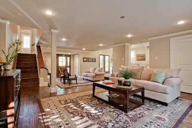 Living room - large transitional living room idea in Dallas