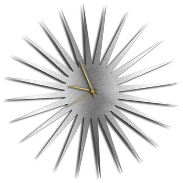 MCM Starburst Clock, Silver Gold Wall Decor