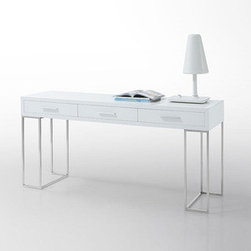 Gloss Act 3-Drawer Desk in White - Home Office Accessories