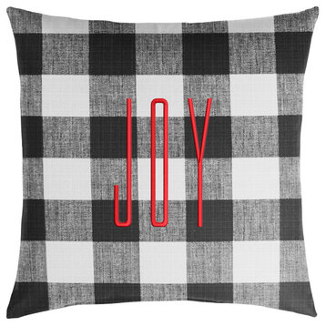 JOY Black Buffalo Plaid Outdoor Pillow, 18x18