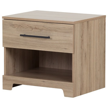 South Shore Primo 1 Drawer Nightstand in Rustic Oak