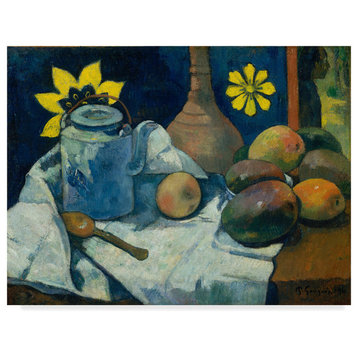 Paul Gauguin 'With Teapot And Fruit' Canvas Art, 24"x18"