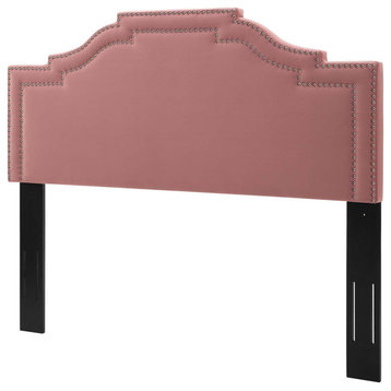 Headboard, Full Queen Size, Velvet, Pink, Modern Contemporary, Bedroom Master