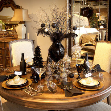 Black / Gold Holiday Table by Star Furniture in Texas