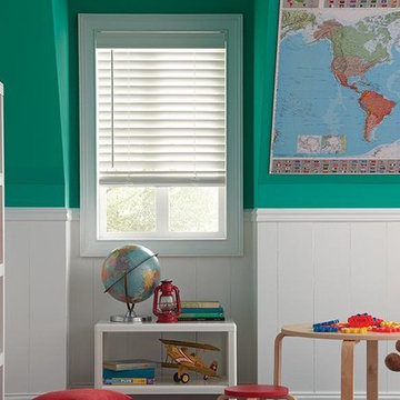 WHITE WOOD BLINDS - Lafayette Accu-Rise Wood Blinds - Kids Room