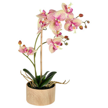 Vickerman 18" Orchid Floral Arrangement, Lavender, Yellow