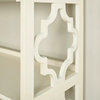 Modern Bookcase, 5 Open Shelves With Unique Quatrefoil Accented Sides, White