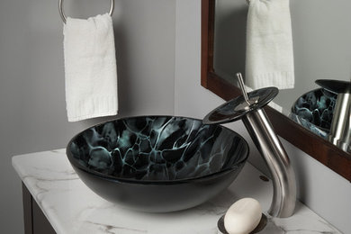 Bathroom - contemporary bathroom idea in Phoenix with a vessel sink