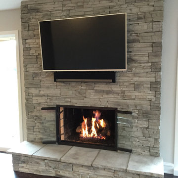 Narrow Profile Stone Veneer Fireplaces