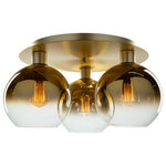 Artcraft - Artcraft Morning Mist 3 Light Semi-Flush Mount, Gold/Clear - From designer Steven Sabados [S&C], the "Morning Mist Collection" is an instant classic. The glassware is so unique in that the bottom is clear but as you reach the top part of the sphere it is plated with a gold semi transparent mirror. The frame is finished in a matte brass. The black wires are all height adjustable. This series has multiple configurations. Model shown is the 3 light semi flush.